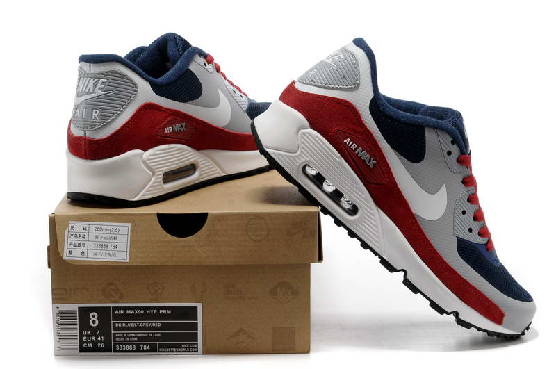Air Max 90 Hyperfuse fourrure Chaussures Hommes Dk bleu rouge (1)